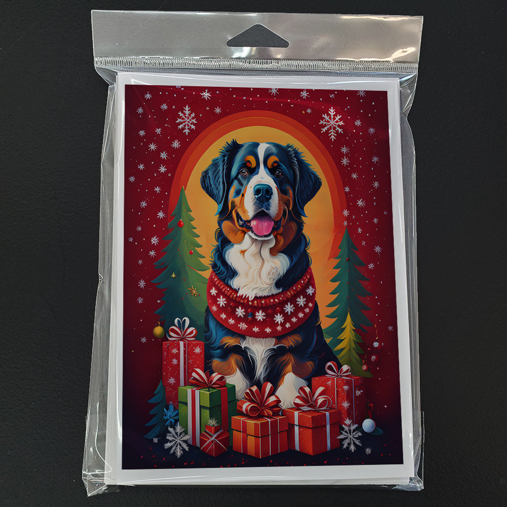 Glamorous Pups : Bernese Mountain Dog Holiday Christmas Greeting Cards Pack of 8