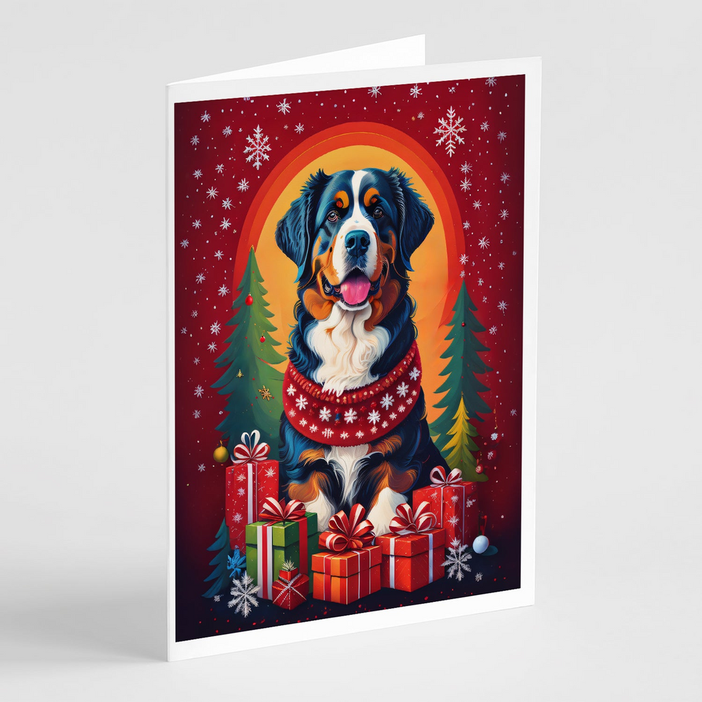 Glamorous Pups : Bernese Mountain Dog Holiday Christmas Greeting Cards Pack of 8