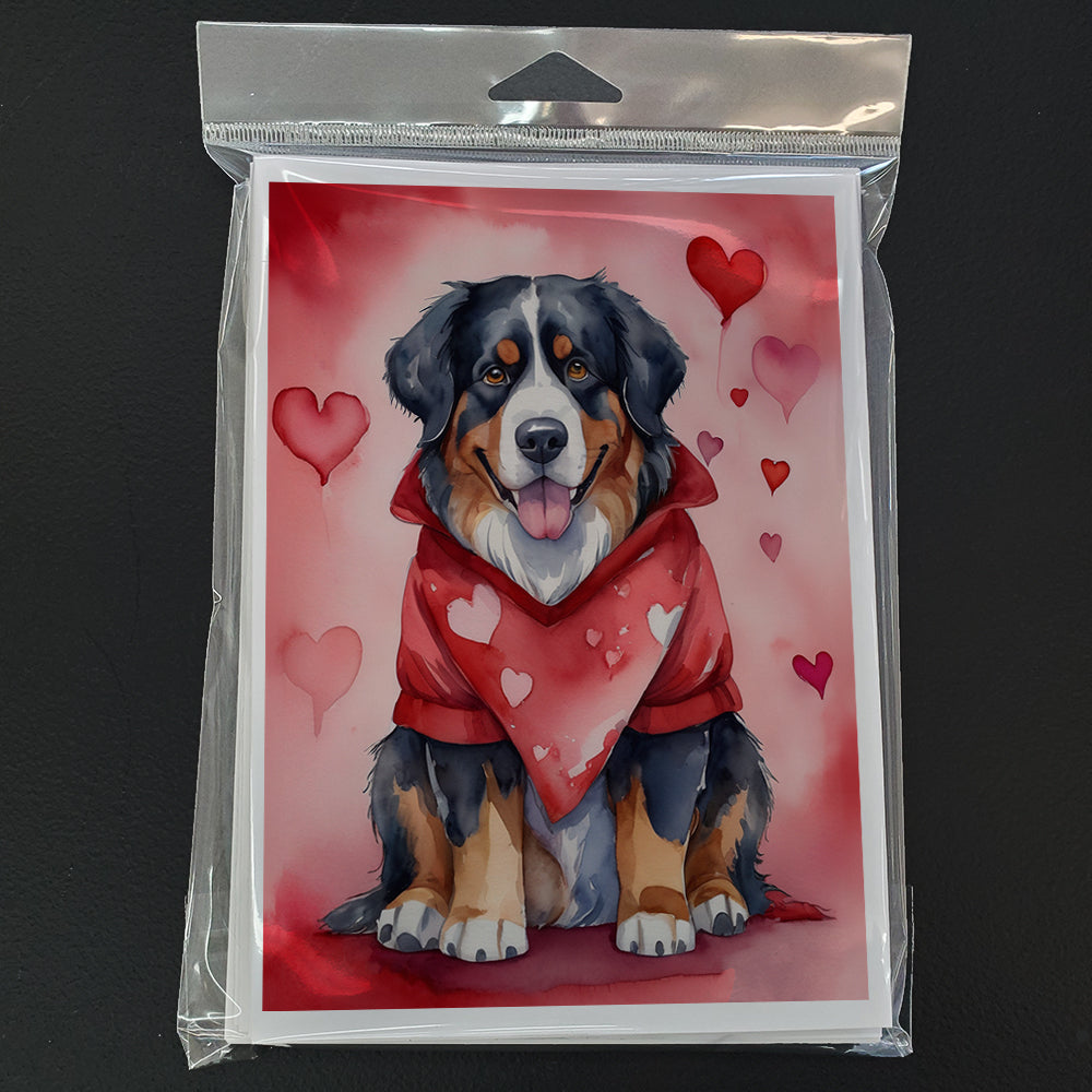 Glamorous Pups : Bernese Mountain Dog My Valentine Greeting Cards Pack of 8
