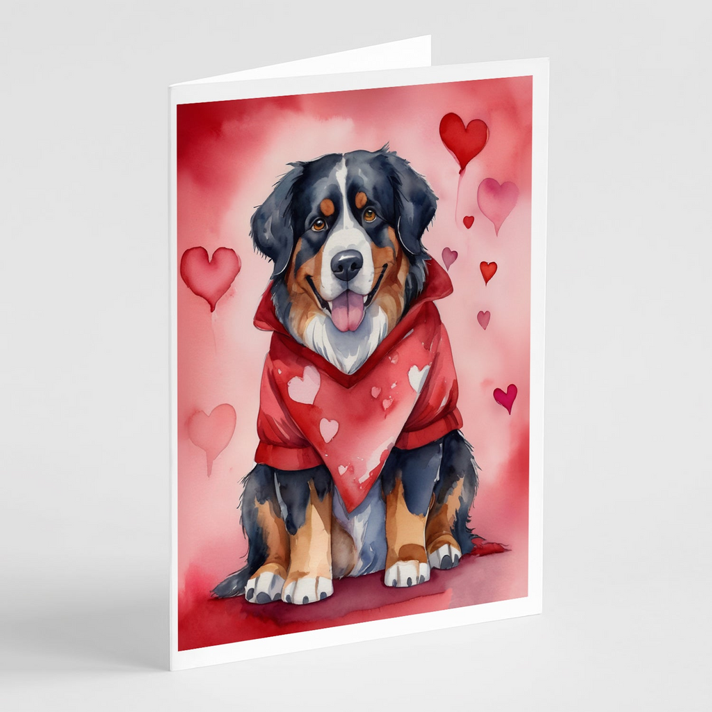 Glamorous Pups : Bernese Mountain Dog My Valentine Greeting Cards Pack of 8