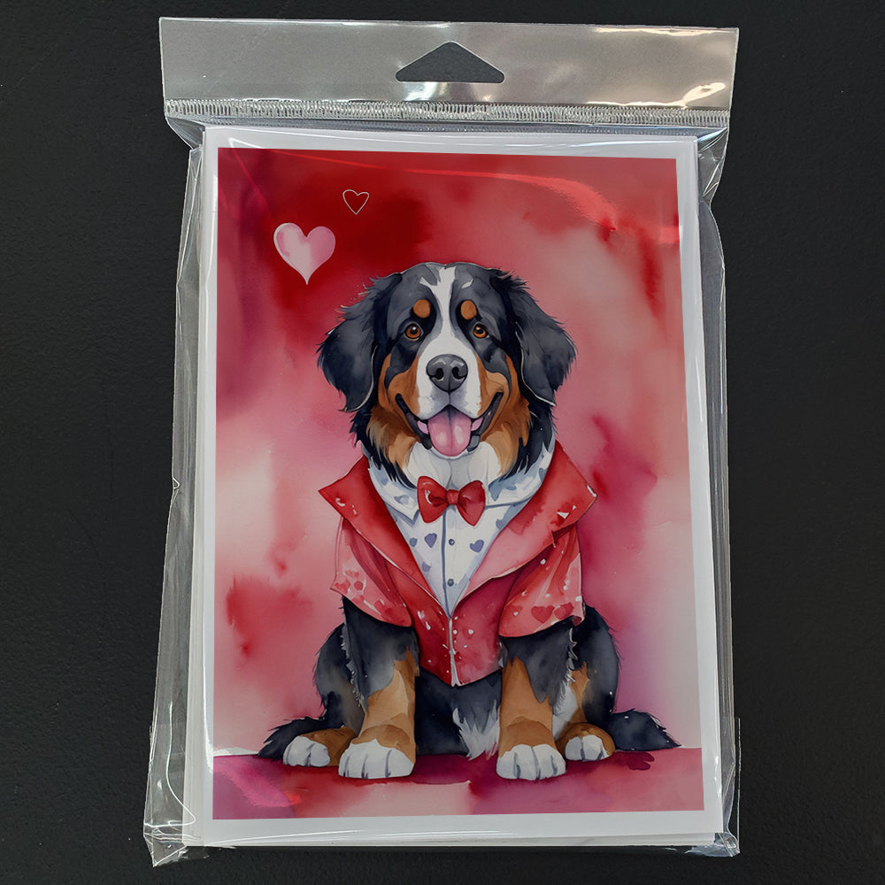 Glamorous Pups : Bernese Mountain Dog My Valentine Greeting Cards Pack of 8