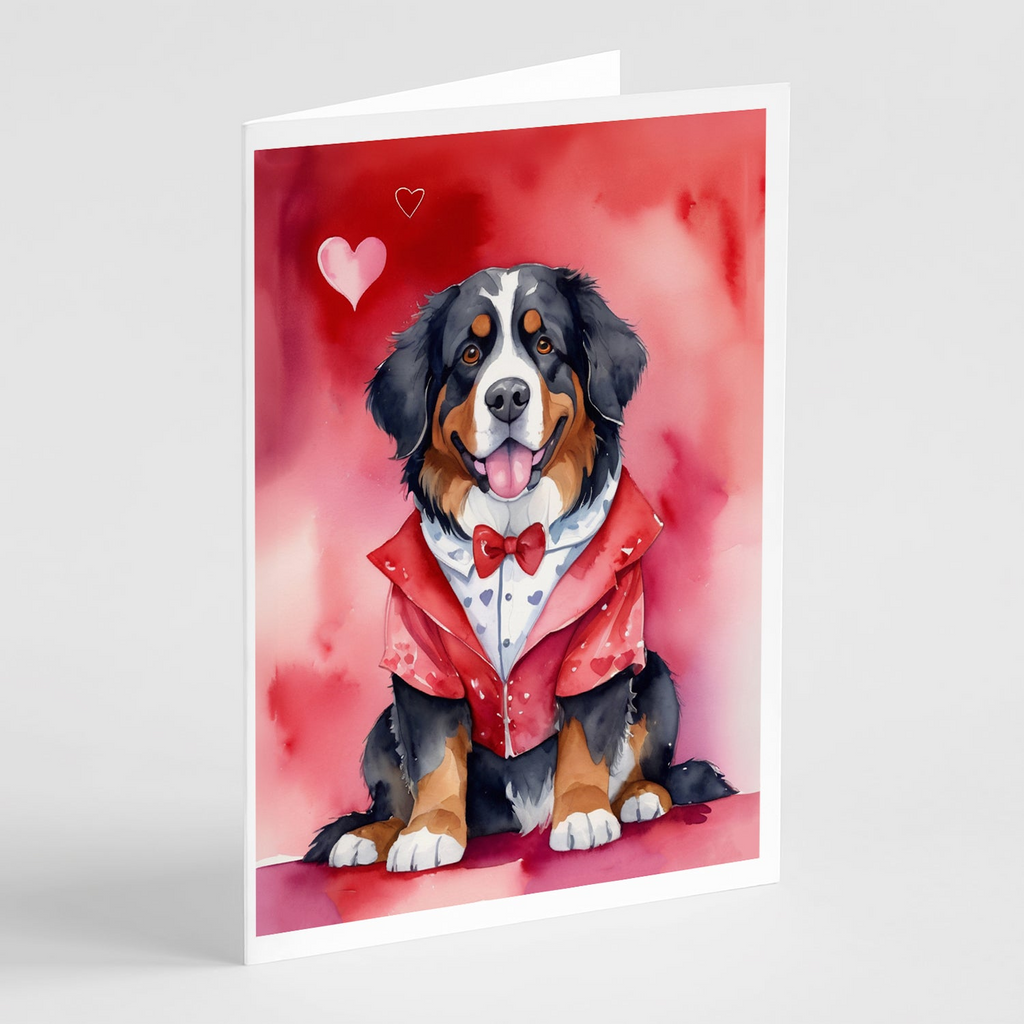 Glamorous Pups : Bernese Mountain Dog My Valentine Greeting Cards Pack of 8