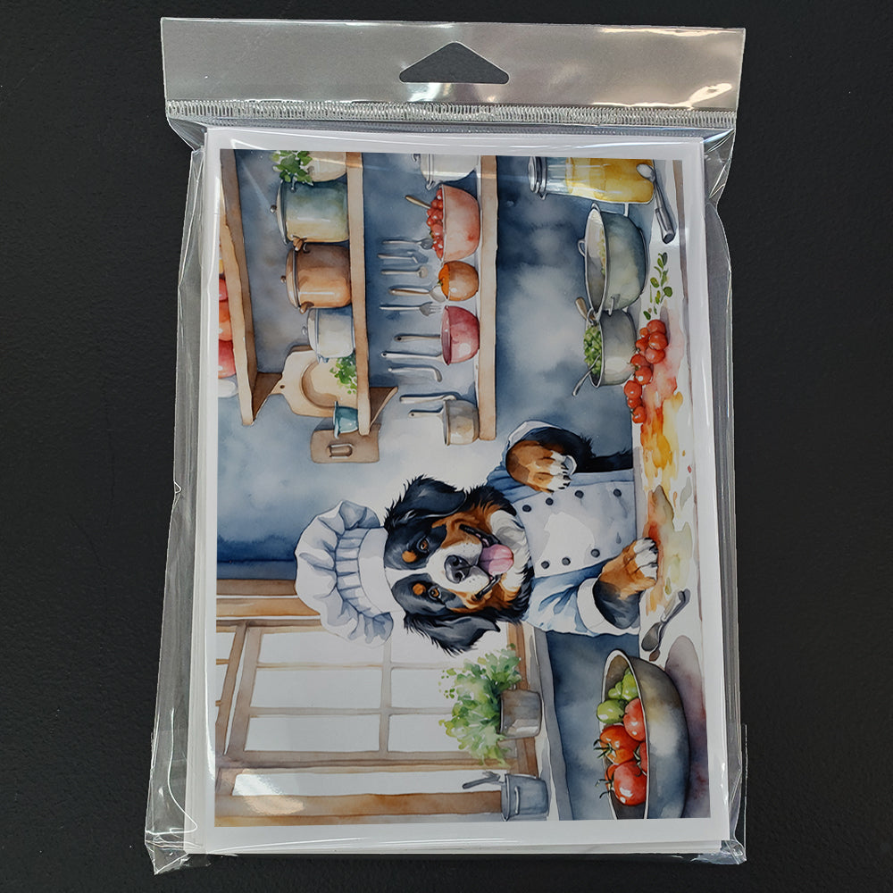 Glamorous Pups : Bernese Mountain Dog The Chef Greeting Cards Pack of 8