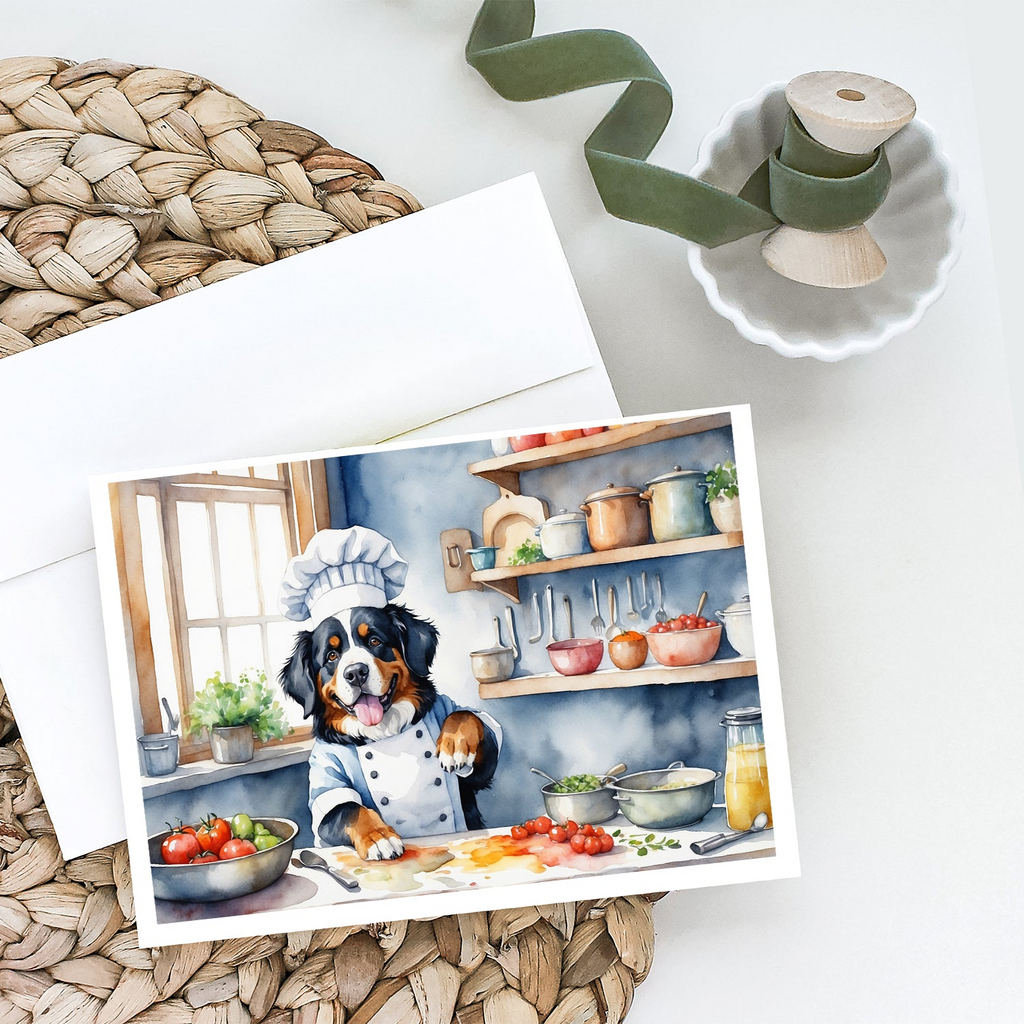 Glamorous Pups : Bernese Mountain Dog The Chef Greeting Cards Pack of 8