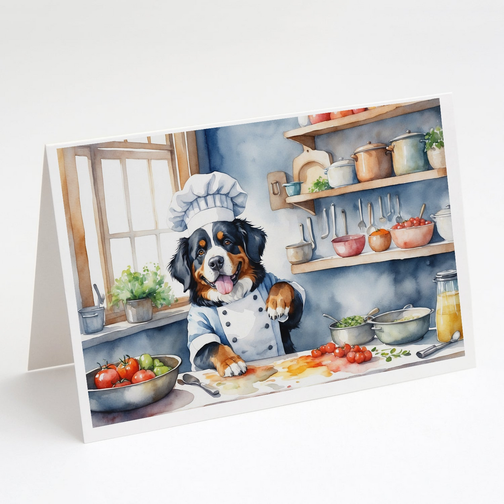 Glamorous Pups : Bernese Mountain Dog The Chef Greeting Cards Pack of 8