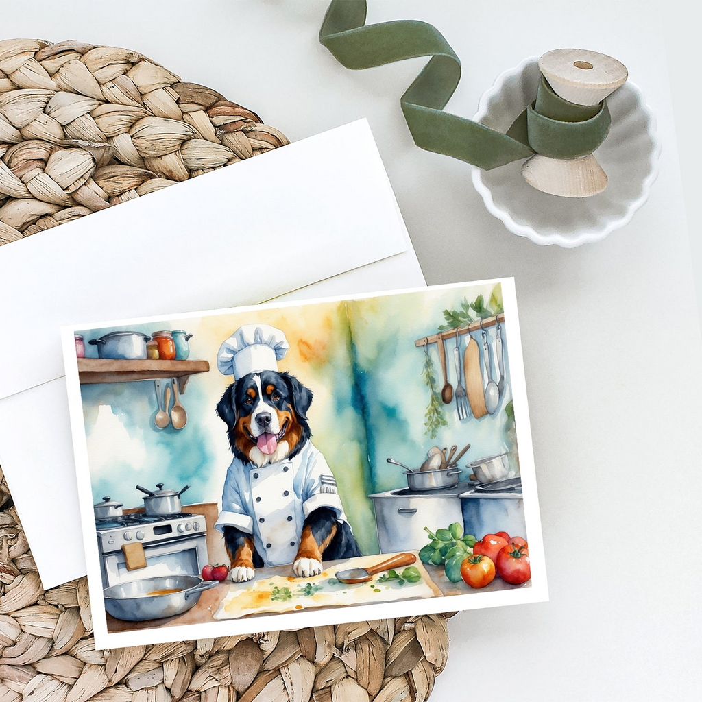 Glamorous Pups : Bernese Mountain Dog The Chef Greeting Cards Pack of 8