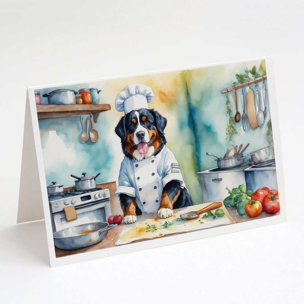 Glamorous Pups : Bernese Mountain Dog The Chef Greeting Cards Pack of 8