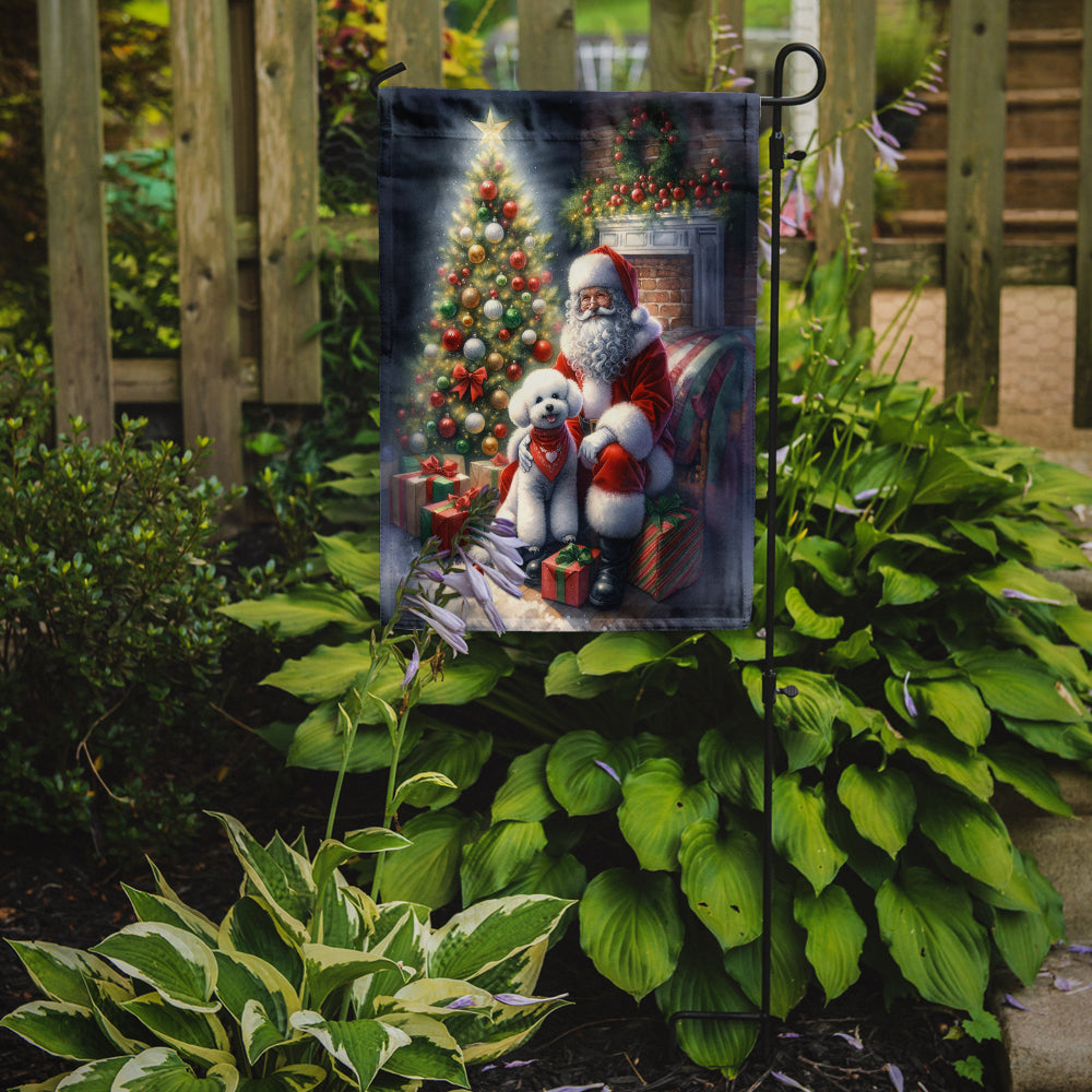 Glamorous Pups : Bichon Frise and Santa Claus Garden Flag