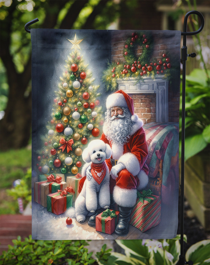 Glamorous Pups : Bichon Frise and Santa Claus Garden Flag