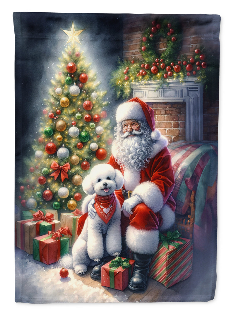Glamorous Pups : Bichon Frise and Santa Claus Garden Flag