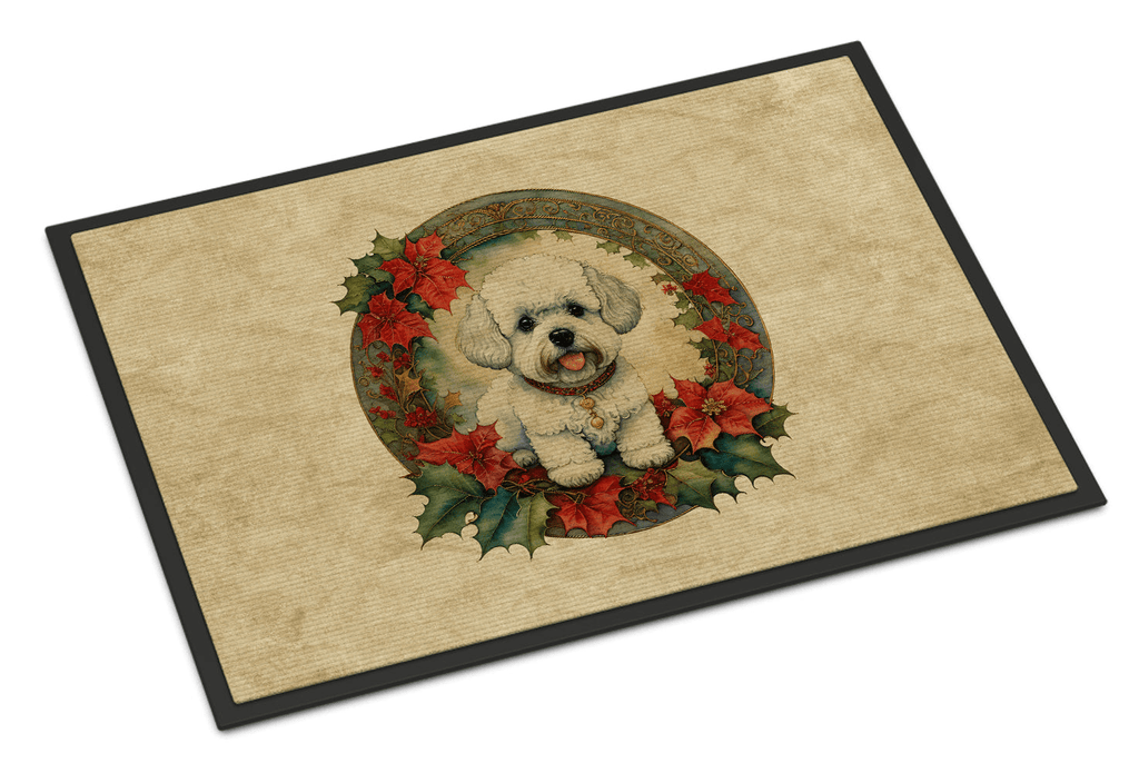 Glamorous Pups : Bichon Frise Christmas Flowers Doormat