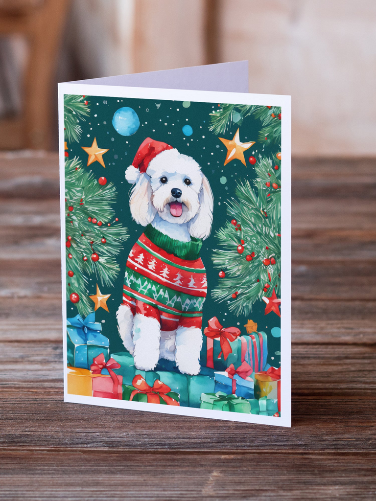 Glamorous Pups : Bichon Frise Christmas Greeting Cards Pack of 8