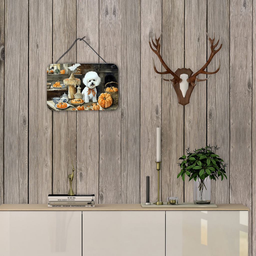 Glamorous Pups : Bichon Frise Fall Kitchen Pumpkins Wall or Door Hanging Prints