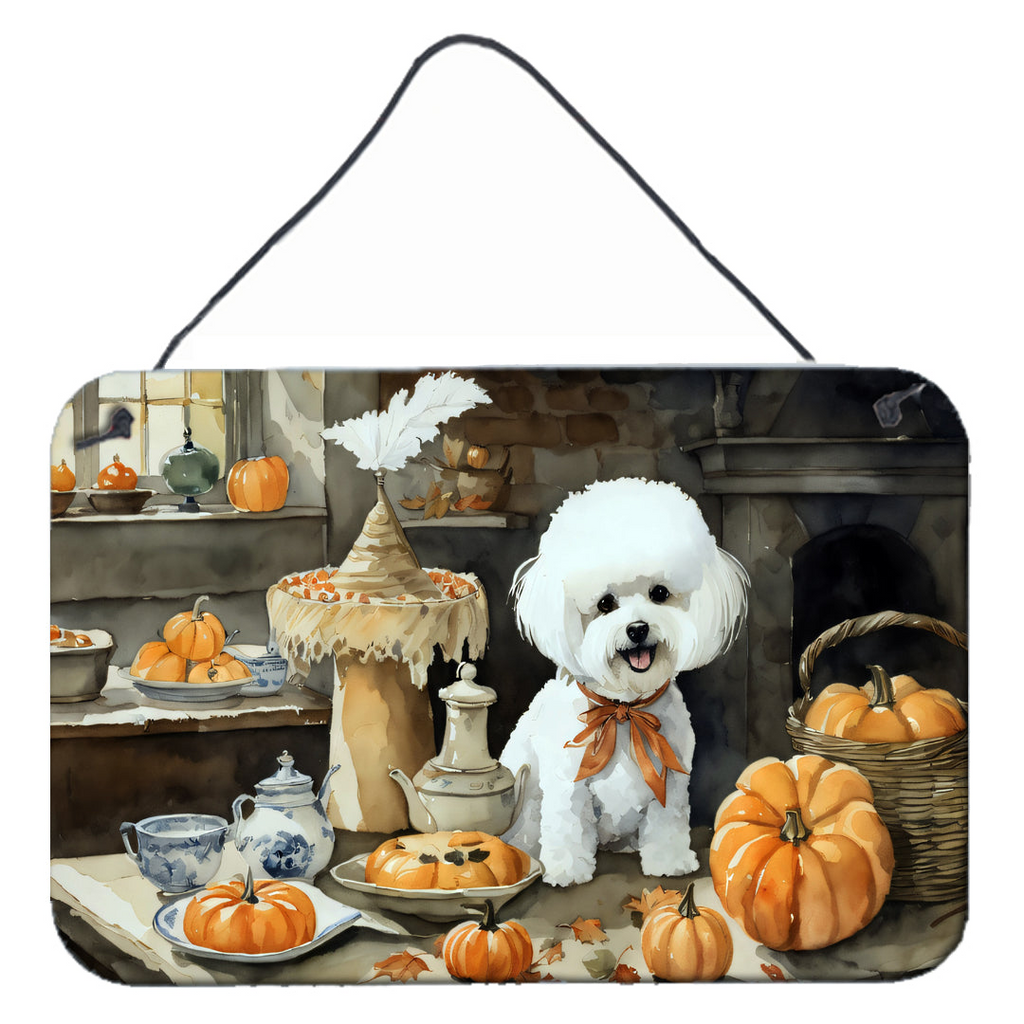 Glamorous Pups : Bichon Frise Fall Kitchen Pumpkins Wall or Door Hanging Prints