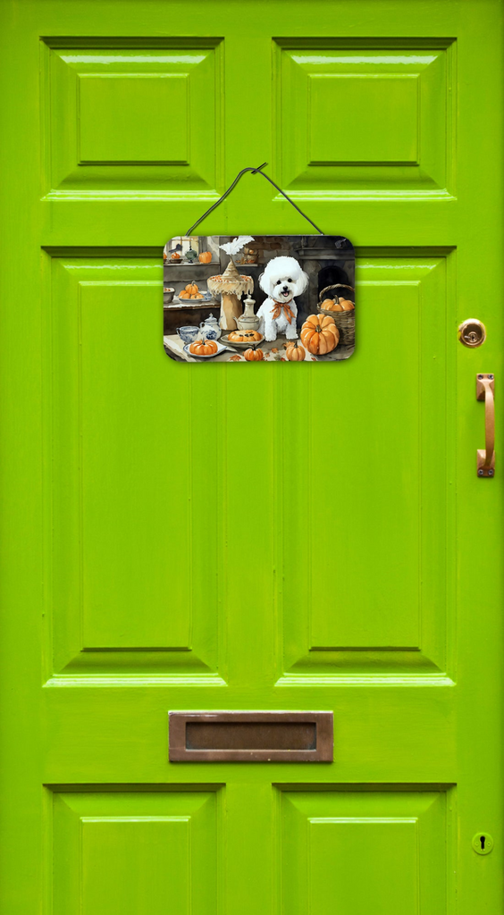Glamorous Pups : Bichon Frise Fall Kitchen Pumpkins Wall or Door Hanging Prints