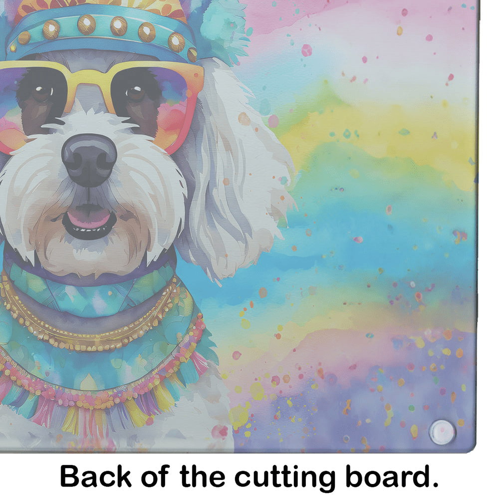 Glamorous Pups : Bichon Frise Hippie Dawg Glass Cutting Board