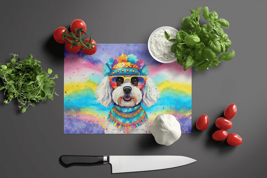 Glamorous Pups : Bichon Frise Hippie Dawg Glass Cutting Board
