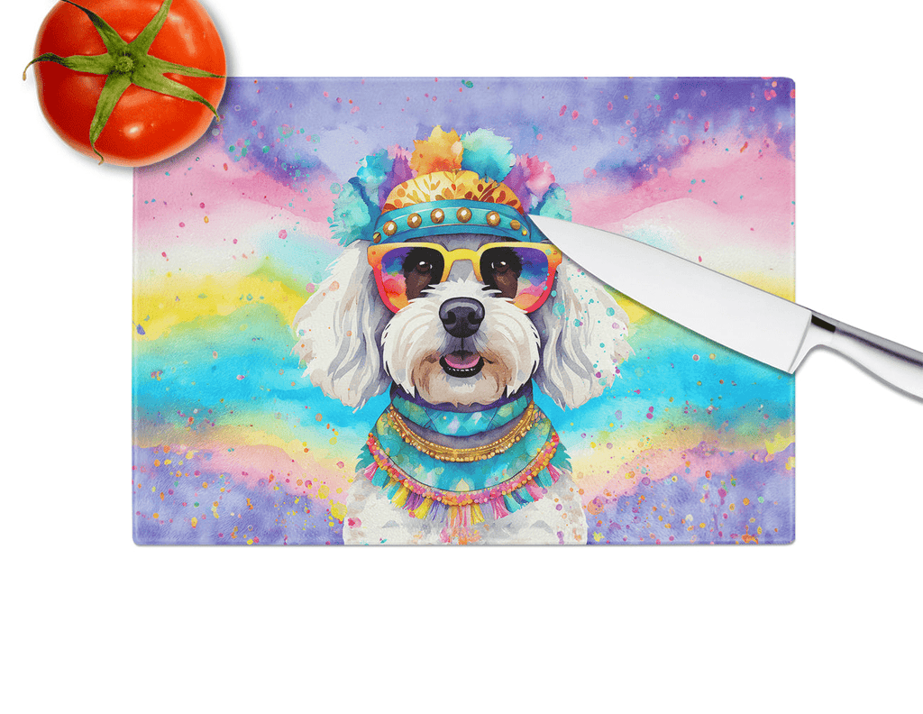 Glamorous Pups : Bichon Frise Hippie Dawg Glass Cutting Board