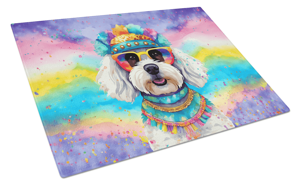 Glamorous Pups : Bichon Frise Hippie Dawg Glass Cutting Board