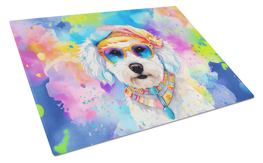 Glamorous Pups : Bichon Frise Hippie Dawg Glass Cutting Board
