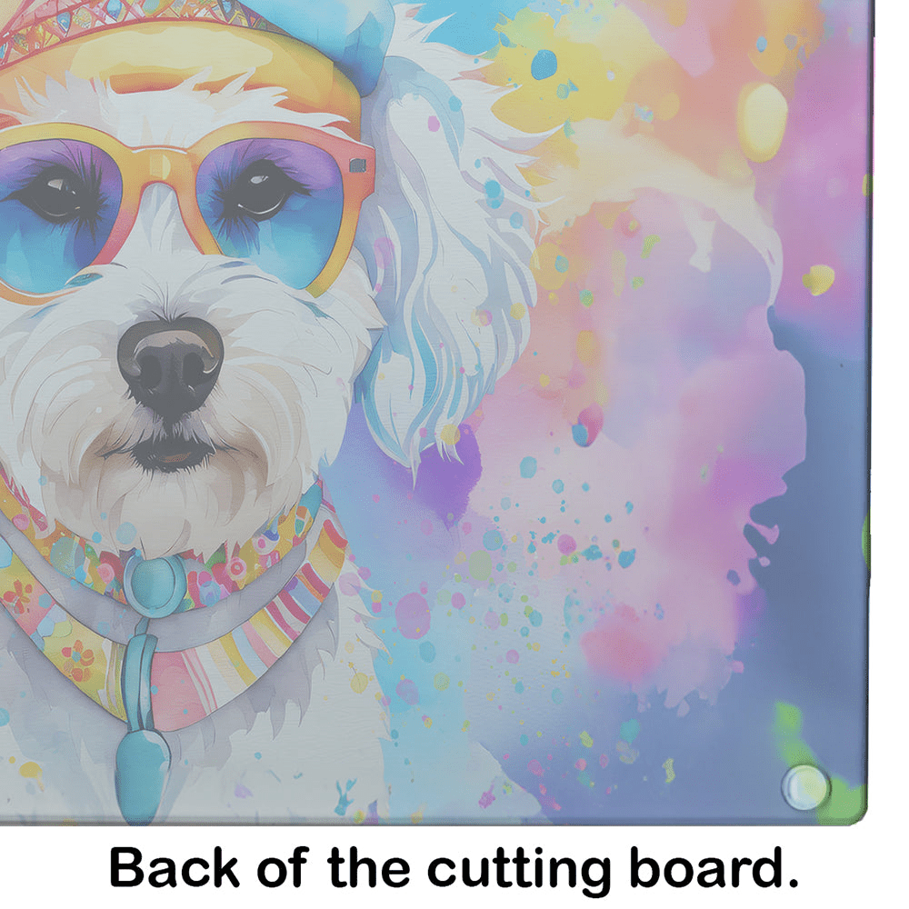 Glamorous Pups : Bichon Frise Hippie Dawg Glass Cutting Board