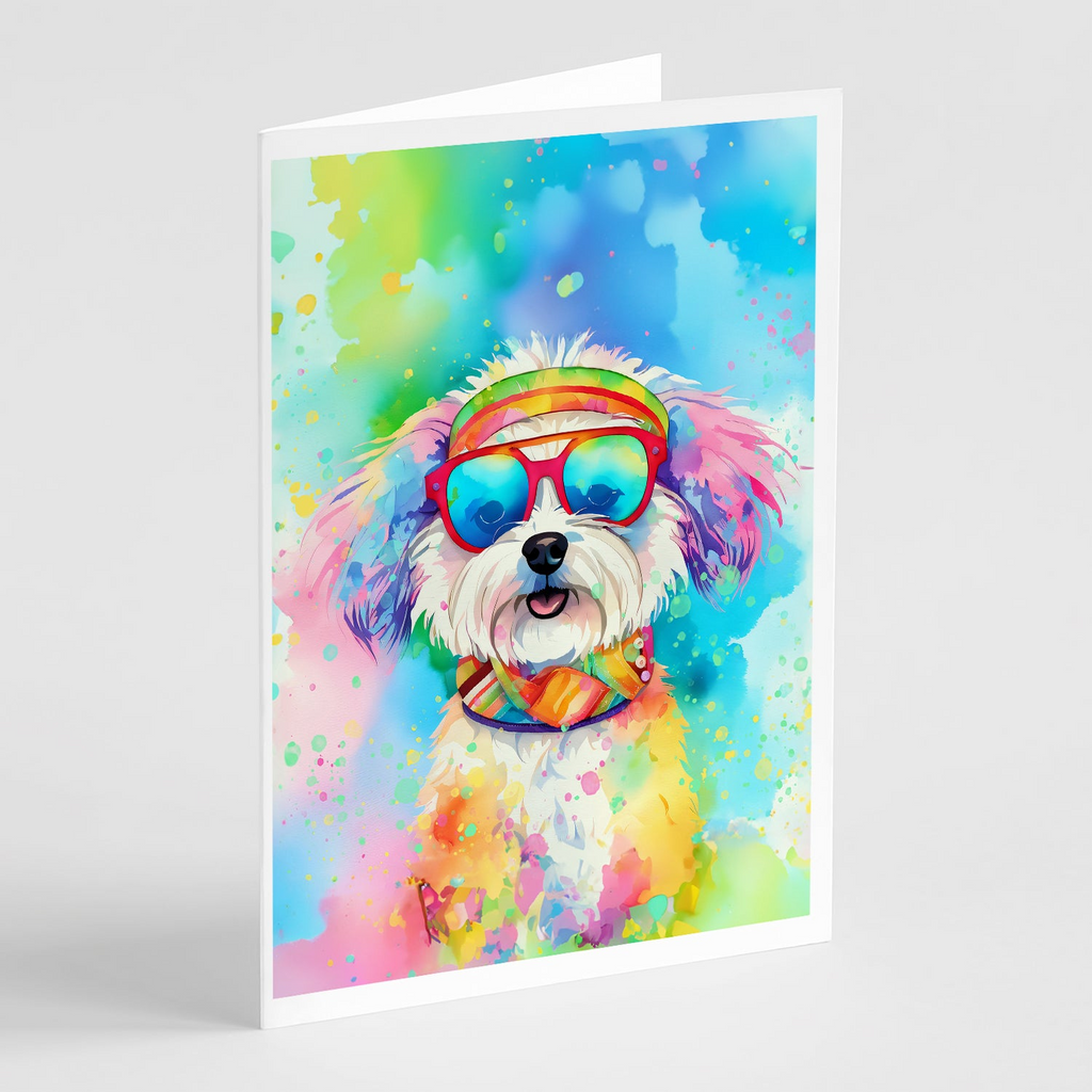 Glamorous Pups : Bichon Frise Hippie Dawg Greeting Cards Pack of 8