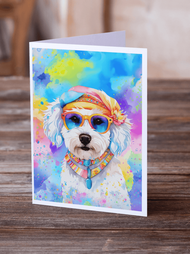 Glamorous Pups : Bichon Frise Hippie Dawg Greeting Cards Pack of 8