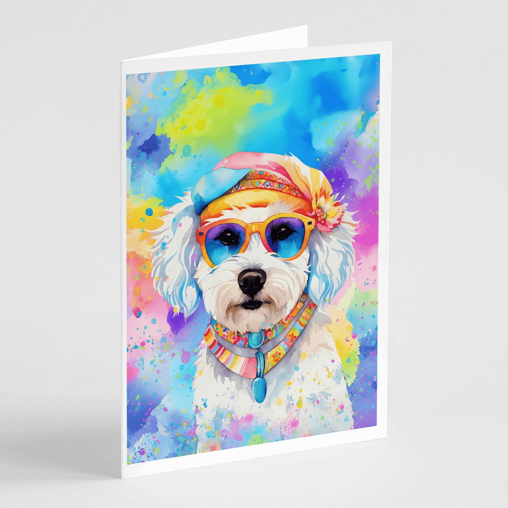 Glamorous Pups : Bichon Frise Hippie Dawg Greeting Cards Pack of 8