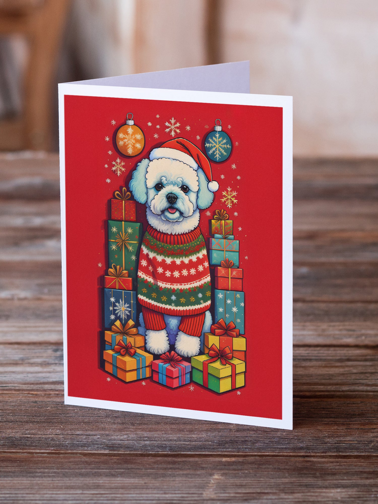 Glamorous Pups : Bichon Frise Holiday Christmas Greeting Cards Pack of 8