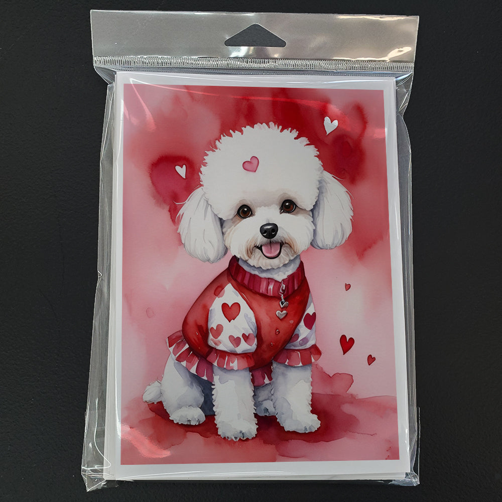 Glamorous Pups : Bichon Frise My Valentine Greeting Cards Pack of 8