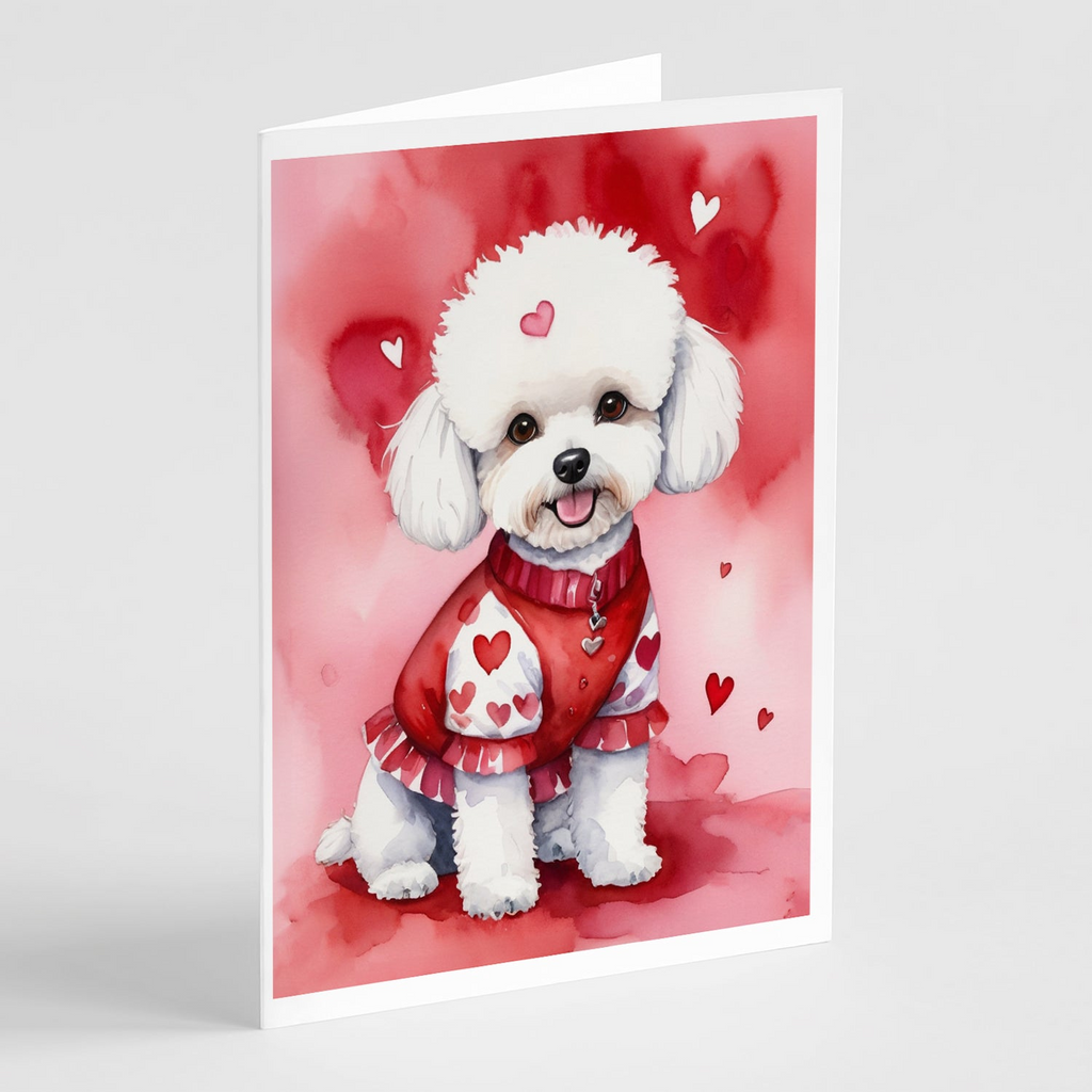 Glamorous Pups : Bichon Frise My Valentine Greeting Cards Pack of 8