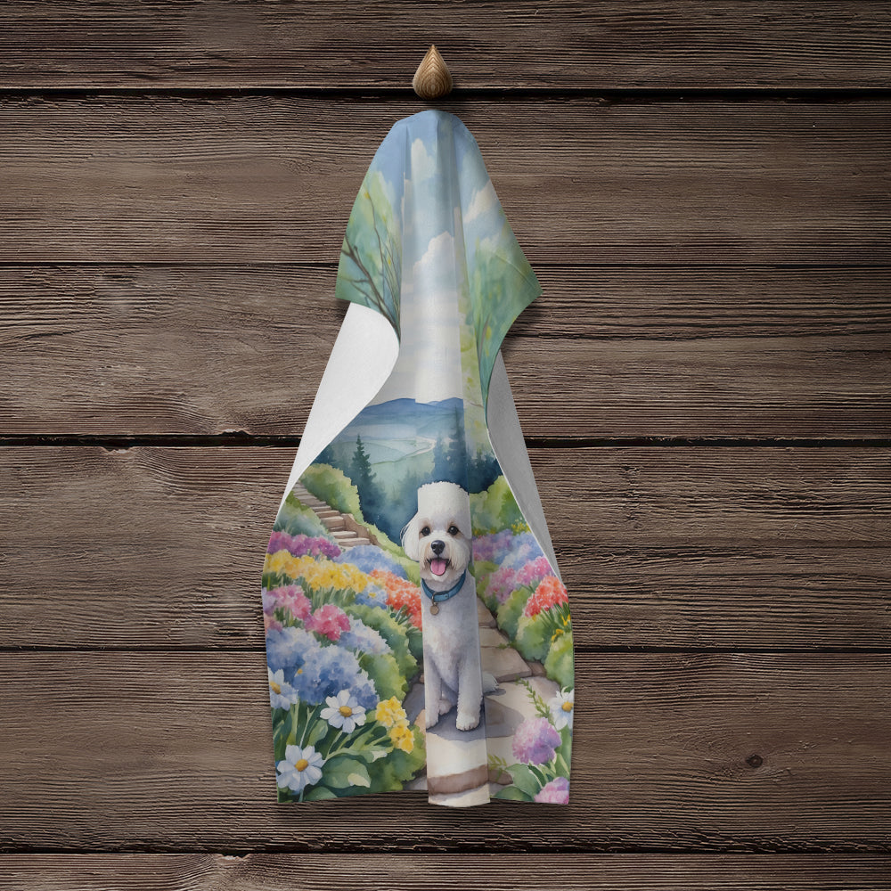 Glamorous Pups : Bichon Frise Spring Path Kitchen Towel