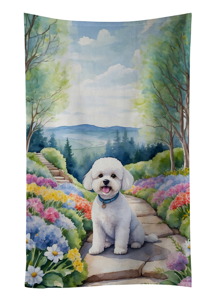 Glamorous Pups : Bichon Frise Spring Path Kitchen Towel