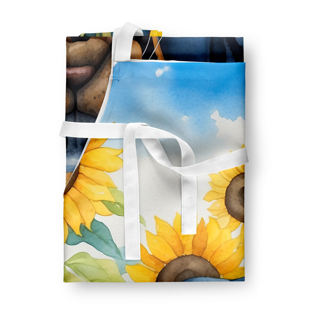 Glamorous Pups : Black and Tan Coonhound in Sunflowers Apron