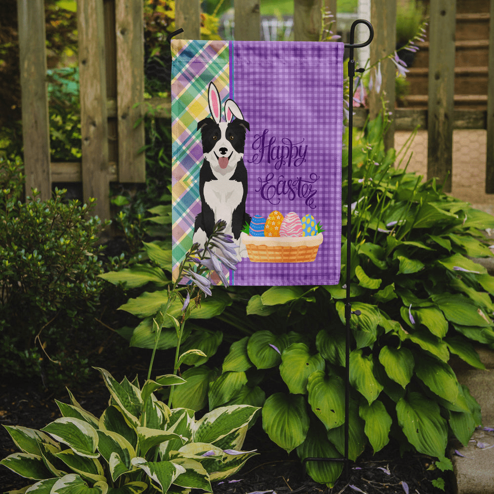 Glamorous Pups : Black and White Border Collie Easter Garden Flag