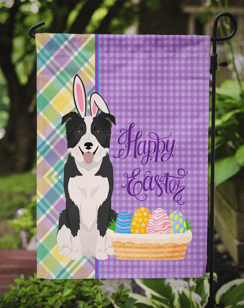 Glamorous Pups : Black and White Border Collie Easter Garden Flag