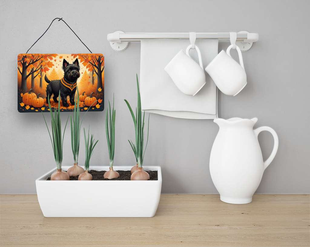 Glamorous Pups : Black Cairn Terrier Fall Wall or Door Hanging Prints
