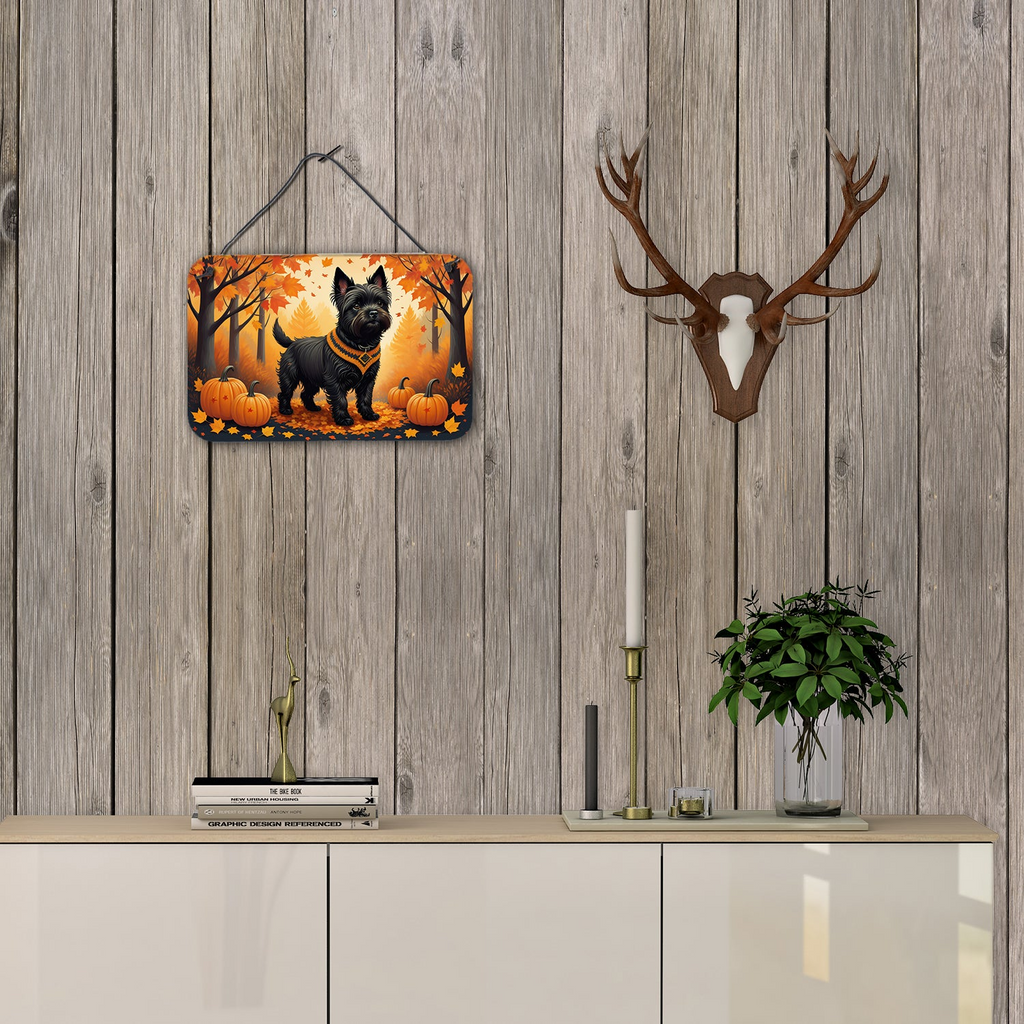 Glamorous Pups : Black Cairn Terrier Fall Wall or Door Hanging Prints
