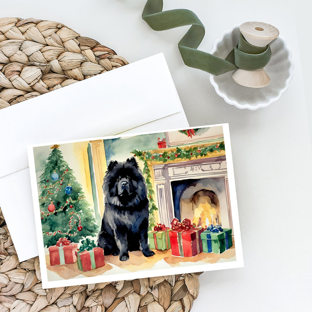 Glamorous Pups : Black Chow Chow Christmas Greeting Cards Pack of 8