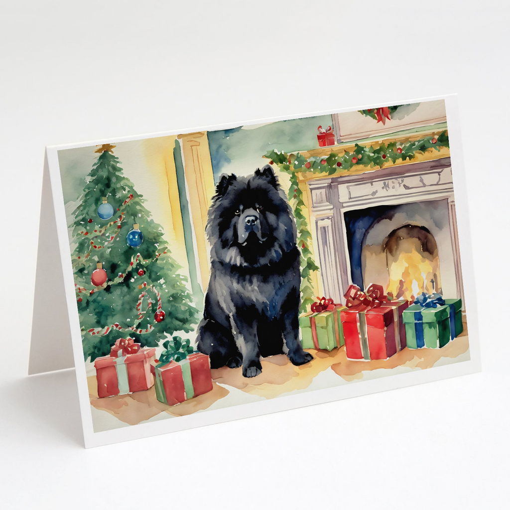 Glamorous Pups : Black Chow Chow Christmas Greeting Cards Pack of 8
