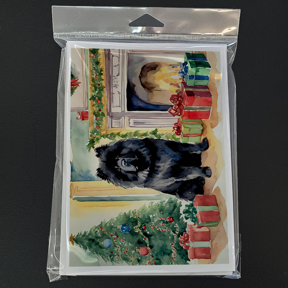 Glamorous Pups : Black Chow Chow Christmas Greeting Cards Pack of 8