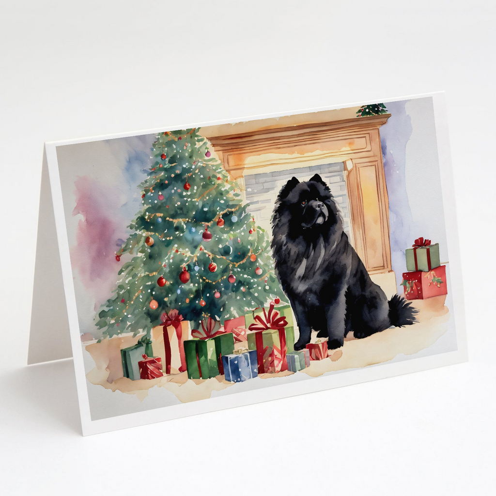 Glamorous Pups : Black Chow Chow Christmas Greeting Cards Pack of 8