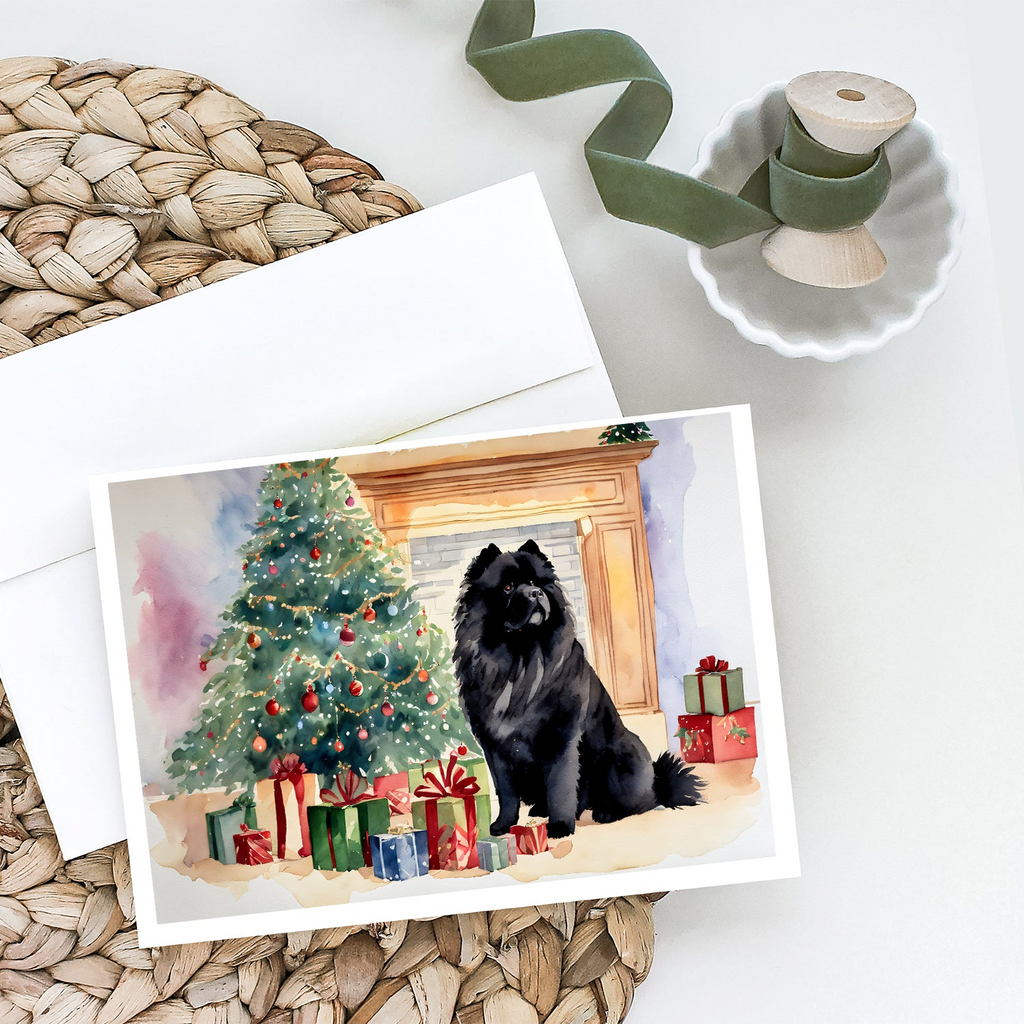 Glamorous Pups : Black Chow Chow Christmas Greeting Cards Pack of 8