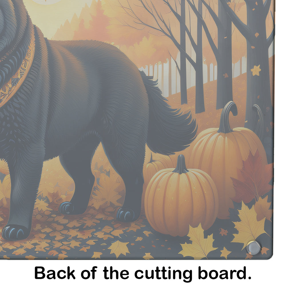 Glamorous Pups : Black Chow Chow Fall Glass Cutting Board