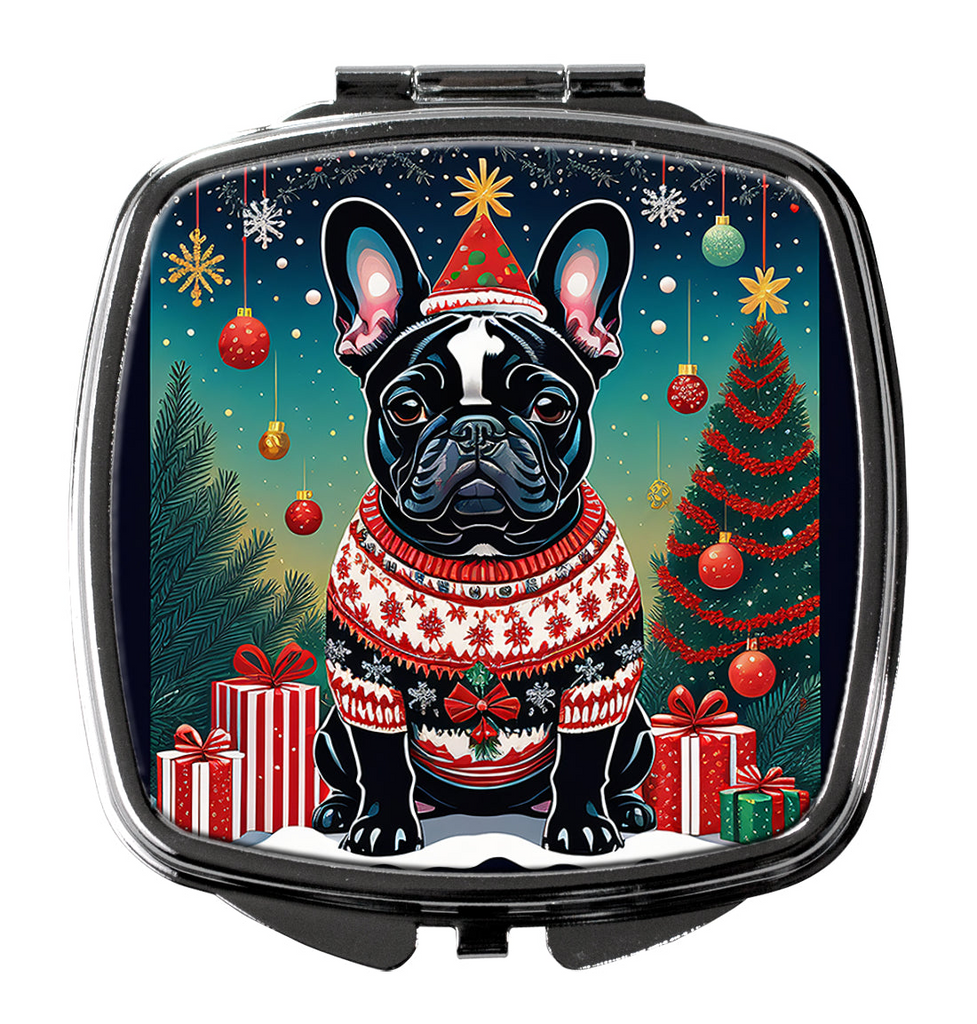 Glamorous Pups : Black French Bulldog Christmas Compact Mirror