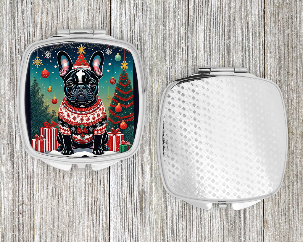 Glamorous Pups : Black French Bulldog Christmas Compact Mirror