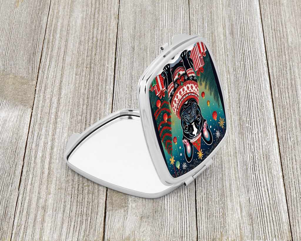 Glamorous Pups : Black French Bulldog Christmas Compact Mirror