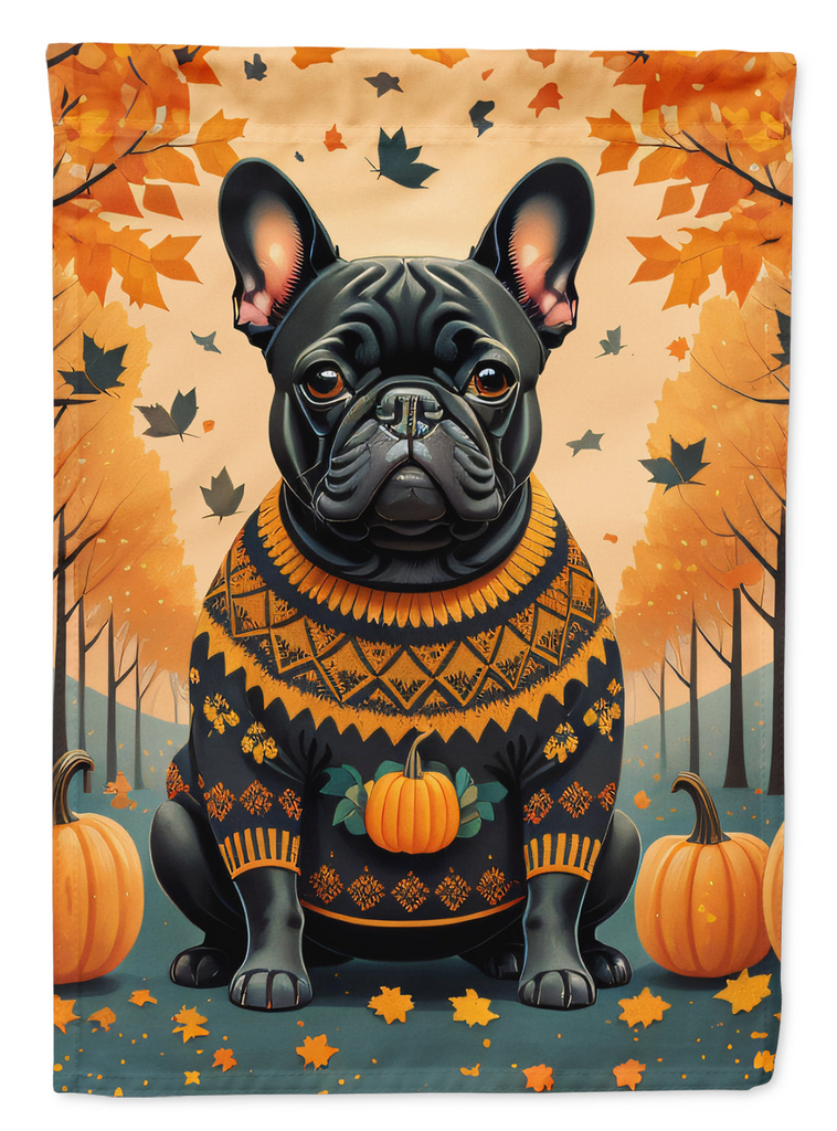 Glamorous Pups : Black French Bulldog Fall House Flag
