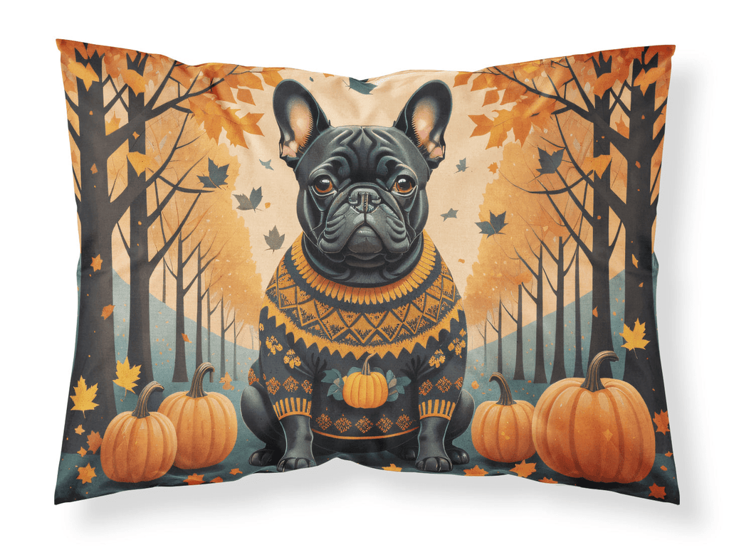 Glamorous Pups : Black French Bulldog Fall Standard Pillowcase