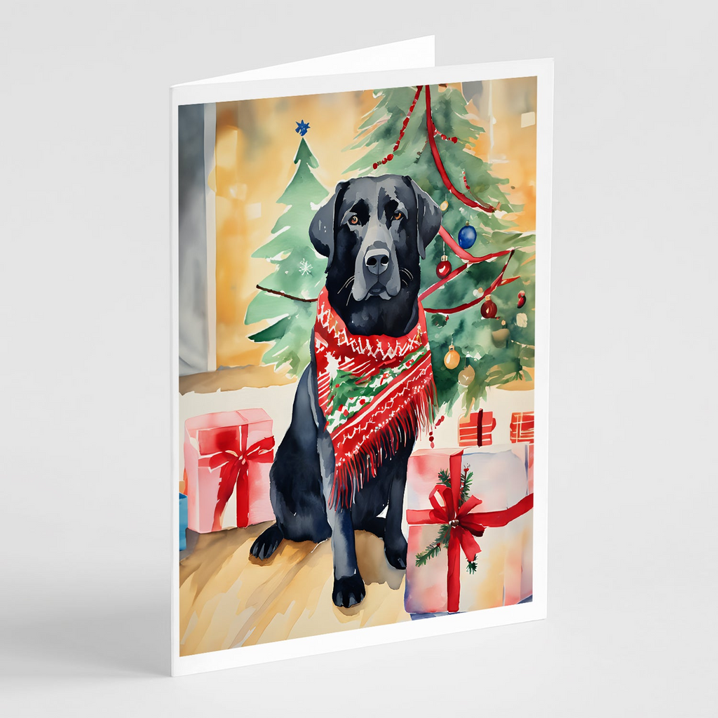 Glamorous Pups : Black Labrador Retriever Christmas Greeting Cards Pack of 8